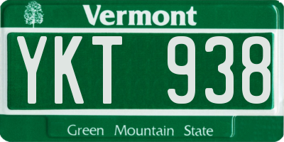 VT license plate YKT938