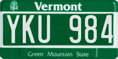 VT license plate YKU984