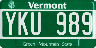 VT license plate YKU989
