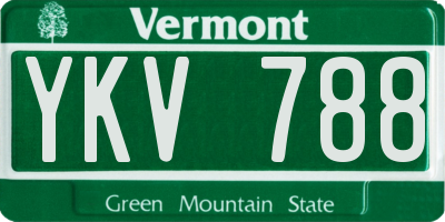 VT license plate YKV788