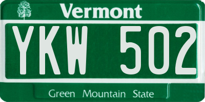 VT license plate YKW502