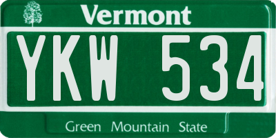 VT license plate YKW534