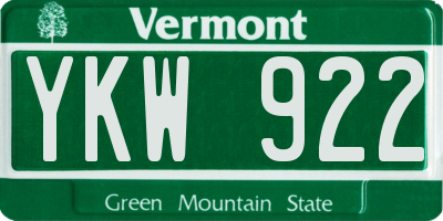 VT license plate YKW922