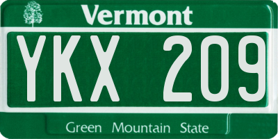 VT license plate YKX209