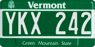 VT license plate YKX242