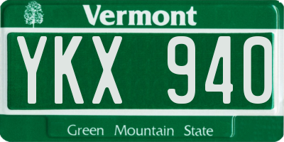 VT license plate YKX940