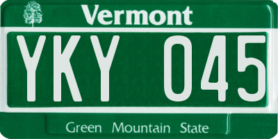 VT license plate YKY045