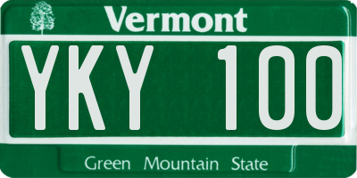 VT license plate YKY100