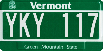 VT license plate YKY117