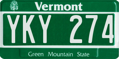 VT license plate YKY274