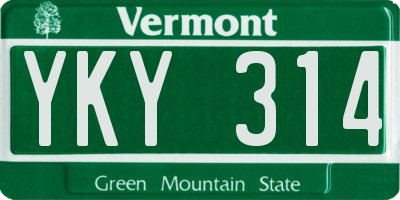 VT license plate YKY314