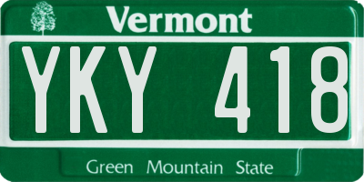 VT license plate YKY418