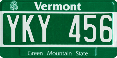 VT license plate YKY456