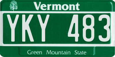 VT license plate YKY483