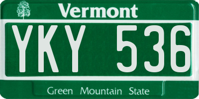 VT license plate YKY536