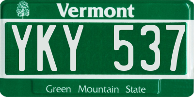 VT license plate YKY537