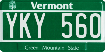 VT license plate YKY560