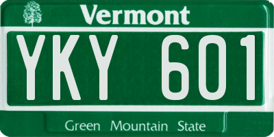 VT license plate YKY601