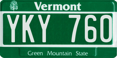 VT license plate YKY760