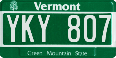 VT license plate YKY807