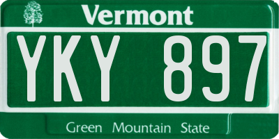 VT license plate YKY897