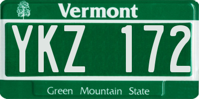 VT license plate YKZ172