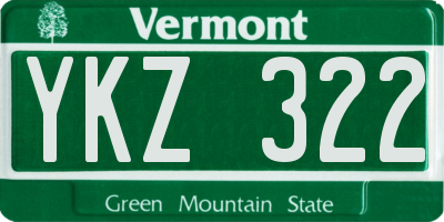 VT license plate YKZ322
