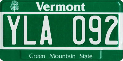 VT license plate YLA092