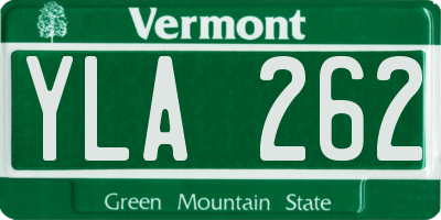 VT license plate YLA262