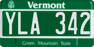 VT license plate YLA342