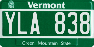 VT license plate YLA838