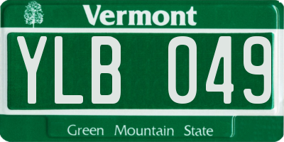 VT license plate YLB049