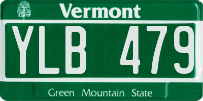 VT license plate YLB479