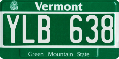 VT license plate YLB638