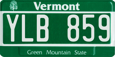 VT license plate YLB859