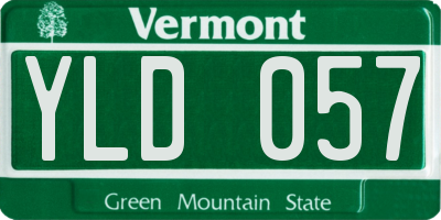 VT license plate YLD057