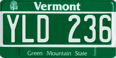 VT license plate YLD236