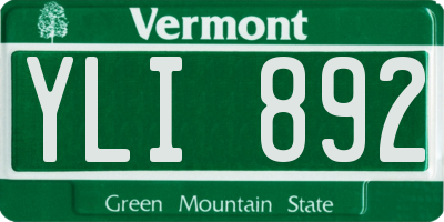 VT license plate YLI892