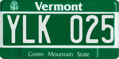 VT license plate YLK025