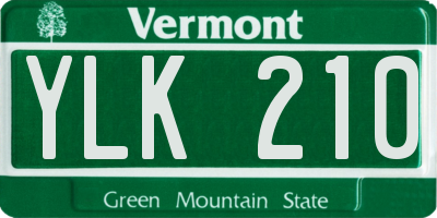 VT license plate YLK210