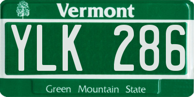 VT license plate YLK286
