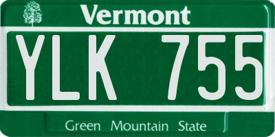 VT license plate YLK755