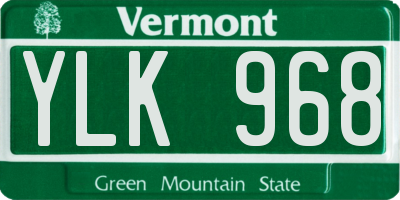 VT license plate YLK968