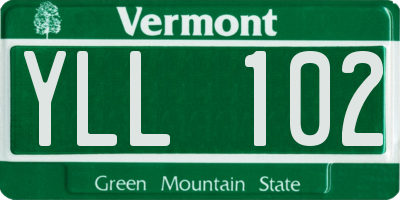 VT license plate YLL102