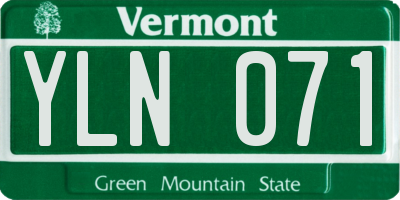 VT license plate YLN071