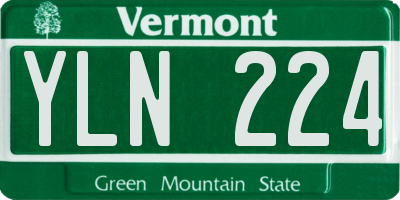 VT license plate YLN224