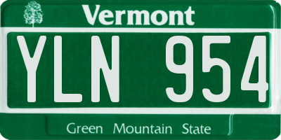 VT license plate YLN954