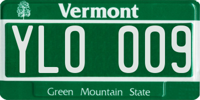 VT license plate YLO009