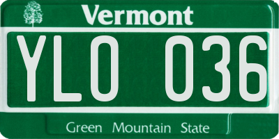 VT license plate YLO036