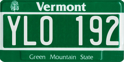 VT license plate YLO192